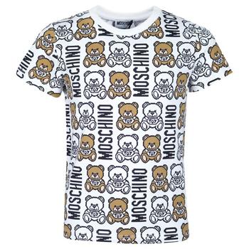 Moschino | White Repeated Pixel Teddy & Logo T Shirt商品图片 4折×额外9折, 额外九折