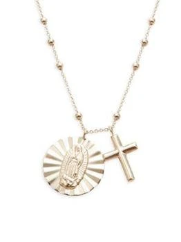 Saks Fifth Avenue | 14K Yellow Gold Virgin Mary & Cross Pendant Necklace,商家Saks OFF 5TH,价格¥2497