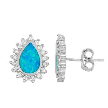 Classic | Sterling Silver Blue Inlay Opal Teardrop Earrings,商家My Gift Stop,价格¥131