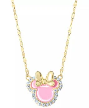 Disney | Cubic Zirconia & Pink Enamel Minnie Mouse 18" Pendant Necklace in 18k Gold-Plated Sterling Silver,商家Macy's,价格¥322