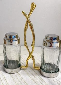 Classic Touch Decor | Glass Salt and Pepper Set with Gold Twig Design - 4"L x 2"W x 7.5"H,商家Premium Outlets,价格¥448