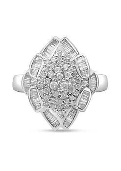 商品Haus of Brilliance | 14K White Gold 7/8 Cttw Round and Baguette-Cut Diamond Cluster Ring (H-I Color, SI2-I1 Clarity) - Size 7,商家Belk,价格¥12426图片