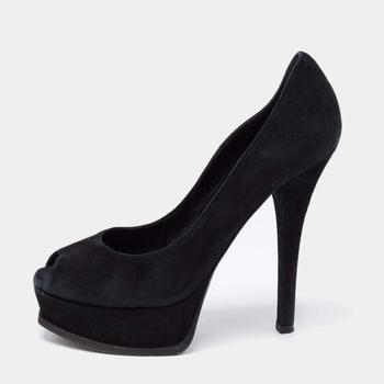 [二手商品] Fendi | Fendi Black Suede Fendista Peep-Toe Platform Pumps Size 38.5商品图片,8折, 满1件减$100, 满减