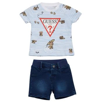 GUESS | Baby Boy Short Sleeve Shirt and Denim Short Set,商家Macy's,价格¥313