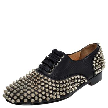product Christian Louboutin Black Leather Freddy Spike Lace Up Oxfords Size 36 image