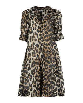 ganni floral pleated shirtdress, Ganni | Animal Print Shirtdress商品图片 