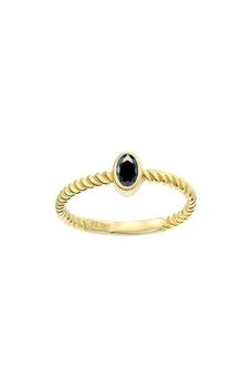 CANDELA JEWELRY | 10K Yellow Gold Oval Onyx Ring - Size 7,商家Nordstrom Rack,价格¥953