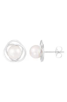 Splendid Pearls | 6.5–7mm Cultured Pearl Halo Stud Earrings 独家减免邮费