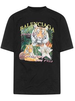 巴黎世家t恤怎么选, Balenciaga | BALENCIAGA Tiger Printed T-shirt Black商品图片 