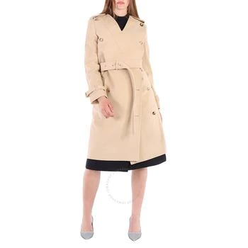 Burberry | Ladies Soft Fawn Wool Cashmere V-Neck Double-Breasted Trench Coat,商家Jomashop,价格¥10422