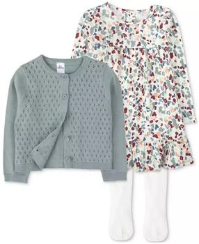 Baby Essentials | Baby Girls Cardigan, Dress & Footed Tights, 3 Piece Set,商家Macy's,价格¥118