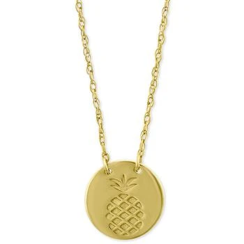 Macy's | Pineapple Disc Pendant Necklace in 10k Gold, 16" + 2" extender,商家Macy's,价格¥534