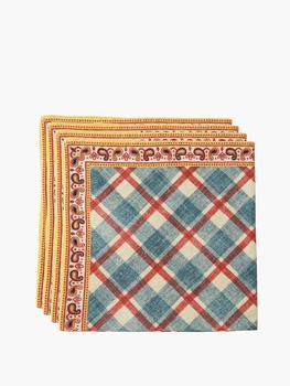 商品Set of four Reed checked cotton napkins图片