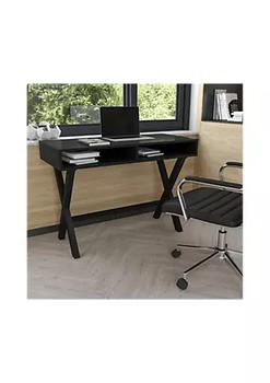 商品Home Office Writing Computer Desk with Open Storage Compartments - Bedroom Desk for Writing and Work, Black图片