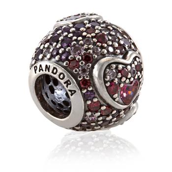 商品PANDORA | Sterling Silver Asymmetrical Sparkling Hearts Pave Charm,商家Jomashop,价格¥427图片