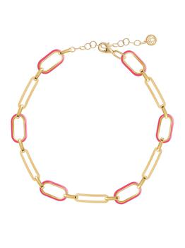 Gabi Rielle好不好, Gabi Rielle | 14K Gold Vermeil & Fuchsia Enamel Soft Serve Oval-Link Anklet商品图片 6折