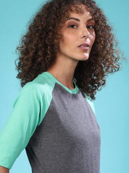 推荐Campus Sutra Solid Women Round Neck Charcoal-Green T-Shirt商品