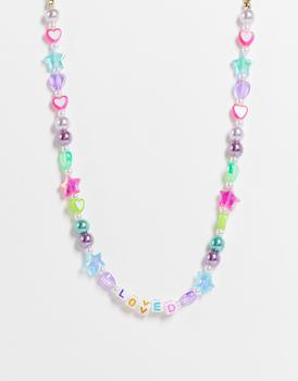 商品ASOS DESIGN beaded necklace with love letters图片