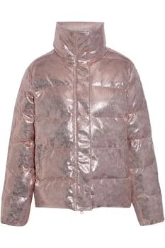 推荐Quilted metallic faux textured-leather jacket商品