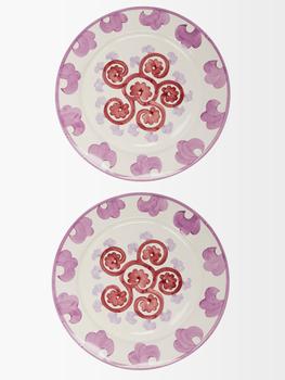 商品Emporio Sirenuse | Set of two Swirl Flower painted ceramic plates,商家MATCHES,价格¥2075图片