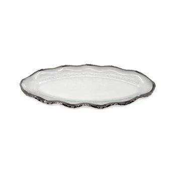 Classic Touch | Glass Plate with Silver-Tone Scalloped Rim, 18" L,商家Macy's,价格¥469