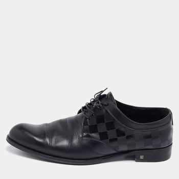 lv鞋, [二手商品] Louis Vuitton | Louis Vuitton Black Damier Embossed Leather Lace-Up Derby Size 43商品图片 8.6折, 满1件减$100, 满减