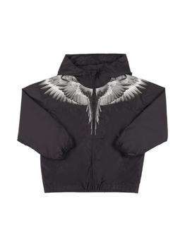Marcelo Burlon | Wings Print Nylon Windbreaker Jacket商品图片,额外7折, 额外七折