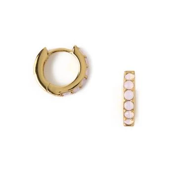 Rose Water Opal Huggie Hoop Earrings Made With Swarovski Crystals