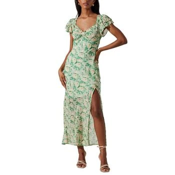 ASTR | Women's Maisy Floral Print Flutter Sleeve Midi Dress 