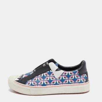 Fendi | Fendi Multicolor Bug Eye Print Leather Slip On Sneakers Size 38商品图片,