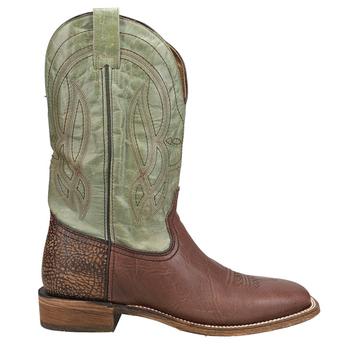 Corral Boots | Brown Bull Shoulder Green Shaft Embroidery Square Toe Cowboy Boots商品图片,8.5折
