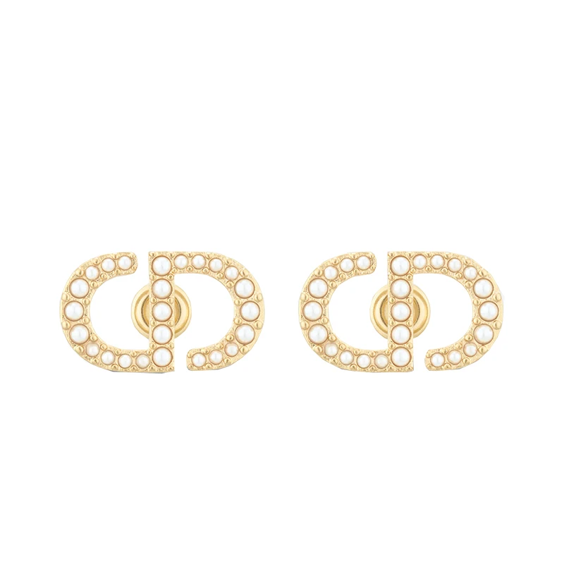 推荐迪奥 23新款 女士白色树脂珠金色饰面耳环E1742PTCRS_D301商品