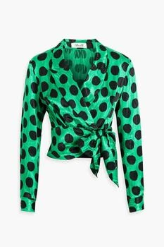 Diane von Furstenberg | Vera wrap-effect polka-dot satin-jacquard blouse,商家THE OUTNET US,价格¥295