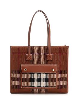 burberry tote, Burberry | Burberry Small Knitted Check Freya Tote Bag商品图片 8.5折