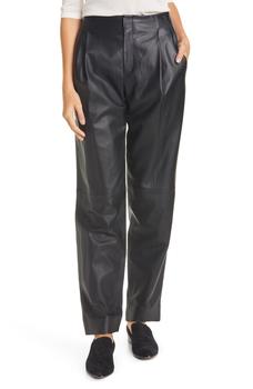 Vince | Pleat Front Tapered Leather Trousers商品图片,4.6折