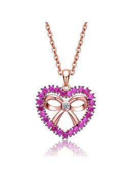 Rachel Glauber | 18K Rose Gold Plated Heart Shaped Pendant Necklace With Clear Cubic Zirconia For Kids/Girls,商家Verishop,价格¥340