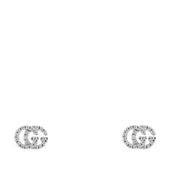 【预售3-7天】GUCCI/古驰 21 double G系列 18k金白金46颗钻石双G耳钉481678J85409066