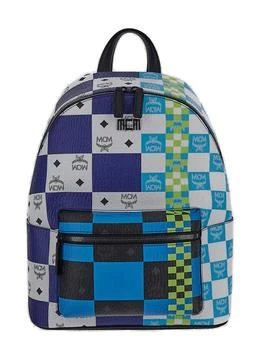推荐MCM Stark Checkerboard Monogram Zipped Medium Backpack商品