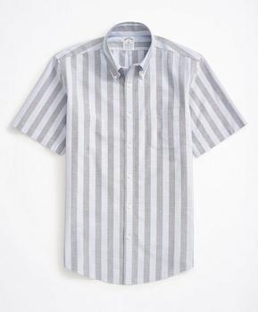 Brooks Brothers | Stretch Regent Regular-Fit Sport Shirt, Non-Iron Short-Sleeve Stripe Oxford商品图片,6.2折