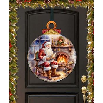 商品Designocracy | Santa at the Fireplace Christmas Door Decor Wooden Wall Decor G. DeBrekht,商家Macy's,价格¥1130图片