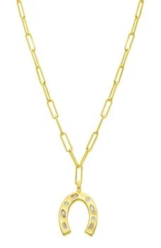 ADORNIA | CZ Horseshoe Pendant Paper Clip Chain Necklace,商家Nordstrom Rack,价格¥180