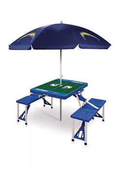 推荐NFL Los Angeles Chargers Picnic Table Sport Portable Folding Table with Seats & Umbrella - NFL Only商品