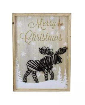 Northlight | Wooden Moose with Snowflakes and Trees Lighted Christmas Box,商家Macy's,价格¥202