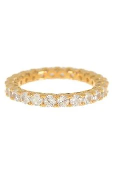 Suzy Levian | Gold Plated Sterling Silver CZ Round Cut Eternity Band Ring 3.2折, 独家减免邮费