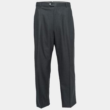 推荐Ermenegildo Zegna Su Misura Charcoal Grey Wool Cool Effect Trousers 5XL Waist 42"商品