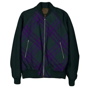 Burberry品牌, 商品男士格纹双面拉链飞行员夹克, 价格¥3207