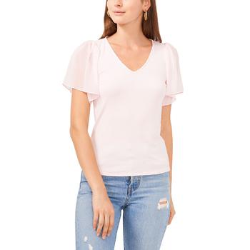 1. State是什么牌子, 1. State | Women's Flutter Short Sleeve V-Neck Top商品图片 