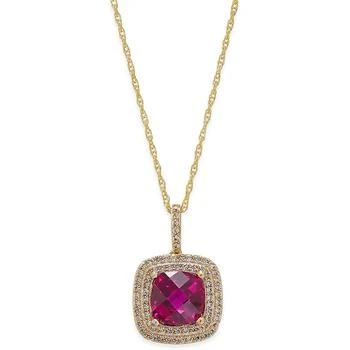 Macy's | Lab-Created Ruby (2-1/2 ct. t.w.) and White Sapphire (1/3 ct. t.w.) Pendant Necklace in 14k Gold-Plated Sterling Silver,商家Macy's,价格¥528
