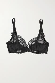 L'Agent by Agent Provocateur | Edwina 缎布边饰刺绣蕾丝带钢圈深 V 型文胸  - 32B 5.0折×额外9.7折, 额外九七折