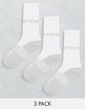 推荐Crocs socks 3 pack in white mix商品